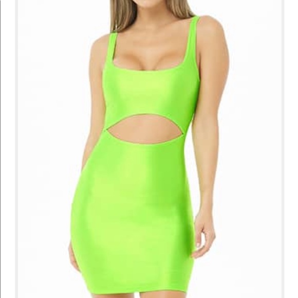 Dresses | Neon Green Cut Out Dress | Poshmark